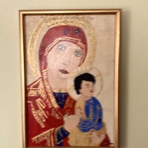 Original Painting by yours truly.  Madonna and Child.  Acrylic on wood.